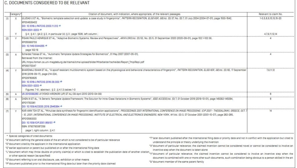patent search report